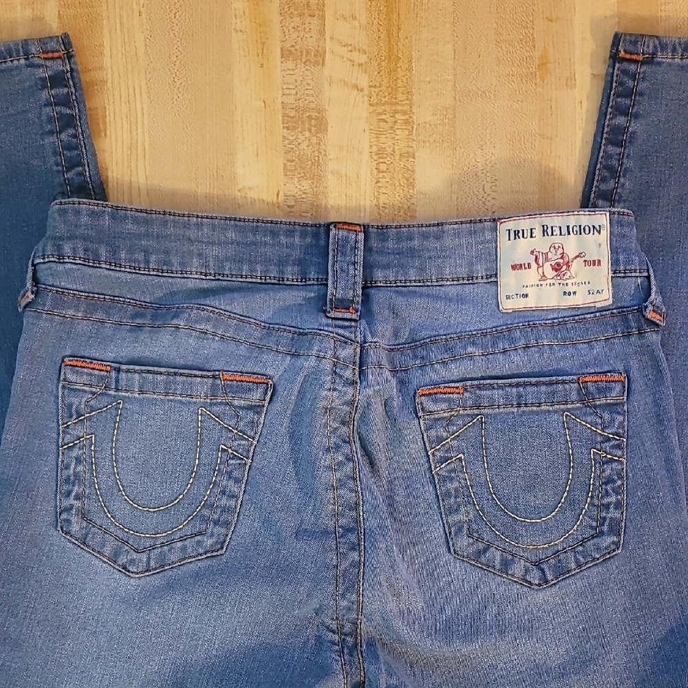 True Religion Light Blue Super Skinny Jeans HALLE Style - Mid Rise 28x28